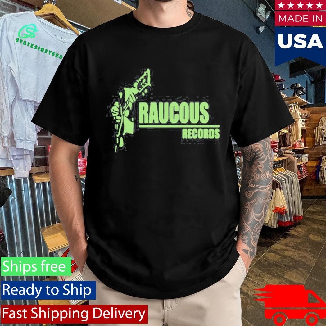 Raucous Records Guitar Logo Shirt Unisex , , , Long Sleeve Tee