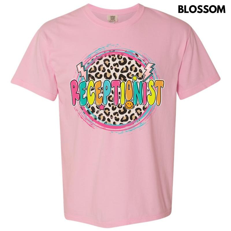 Receptionist Leopard Comfort Colors 'NLB' T-Shirts