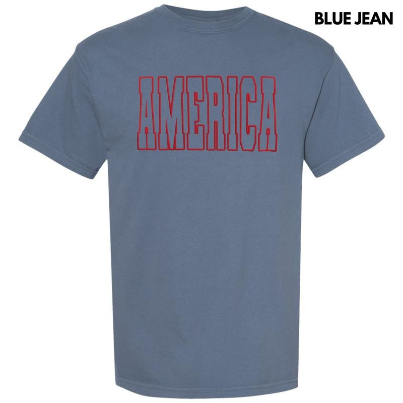 Red America Puff Comfort Colors T-Shirts