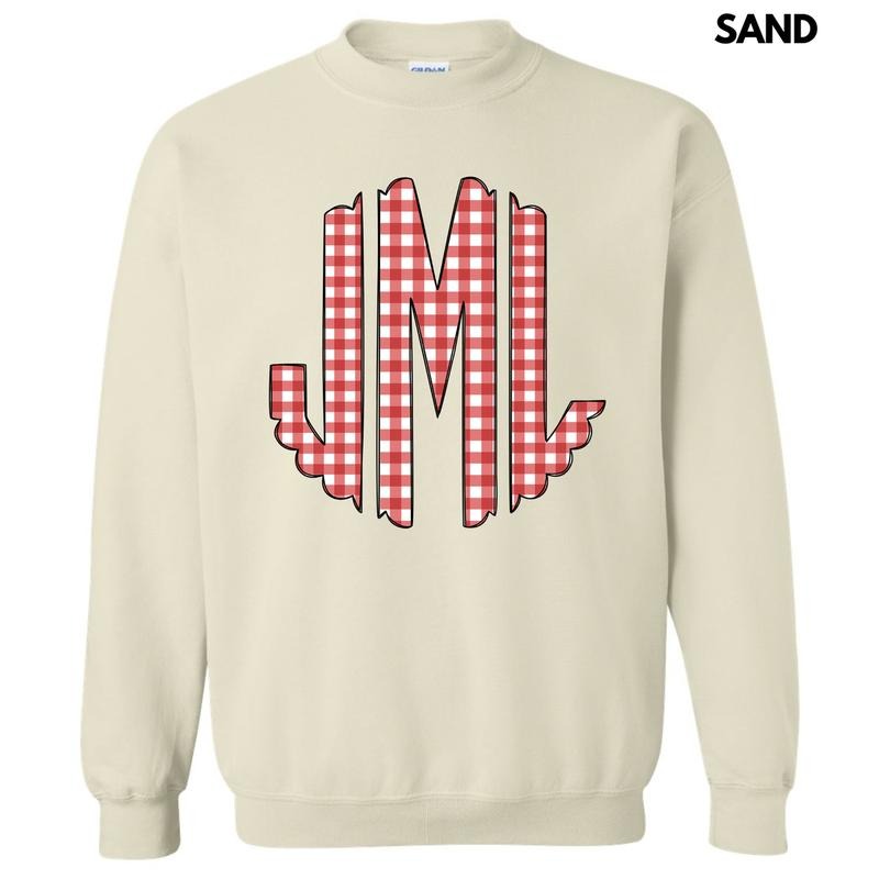 Red Gingham Monogram 'NLB' T-Shirts