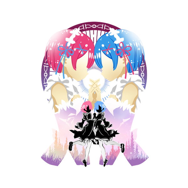 Rem Ram Minimal Silhouette Anime