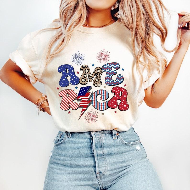 Retro 4th July America Sublimation USA T-Shirts