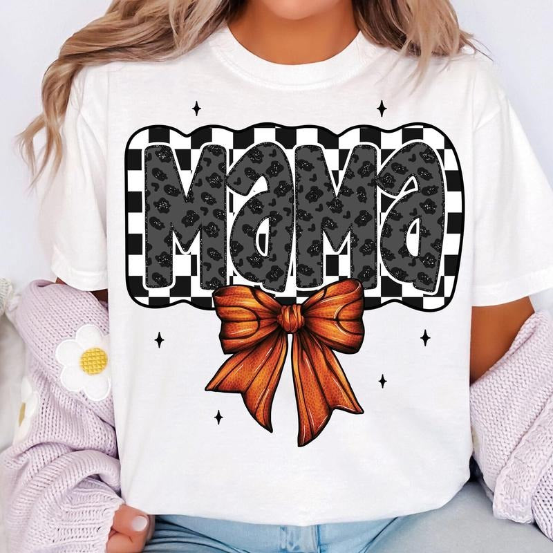 Retro Basketball Mama Coquette Basketball Mama Basketball Bow Basketball Bow Basketball Mom T-Shirts
