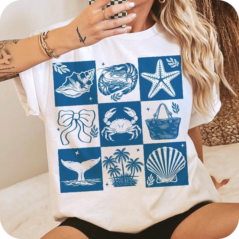 Retro Checkered Summer T Shirt Summer T Shirt Girly Summer T Shirt Beach T Shirt Comfort Colors T-Shirts