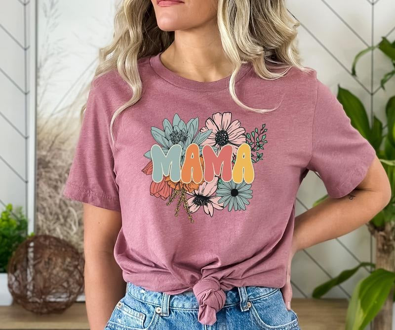 Retro Floral Mama Mom Shirt Mom Mama Shirt Mom Mama T-Shirts