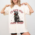 Retro I'D Pick You Over Trash Comfort Colors Shirt Funny Raccoon Trash Panda Valentine Funny Sarcastic Humorous Womenswear T-Shirts