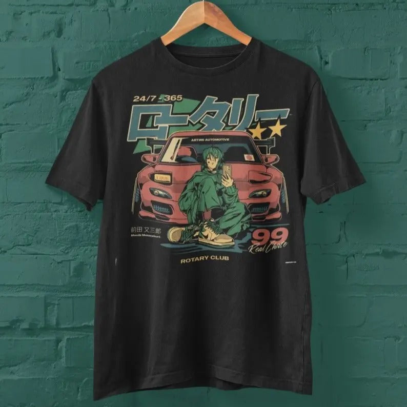 Retro Japanese Anime Car 90s Vaporwave Streetwear Anime JDM Car Culture Shirt Anime Lover T-Shirts