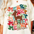 Retro Reindeer Merry Sublimation T-Shirts