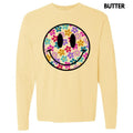 Retro Smiles & Flowers Long Sleeve Comfort Colors 'NLB' T-Shirts