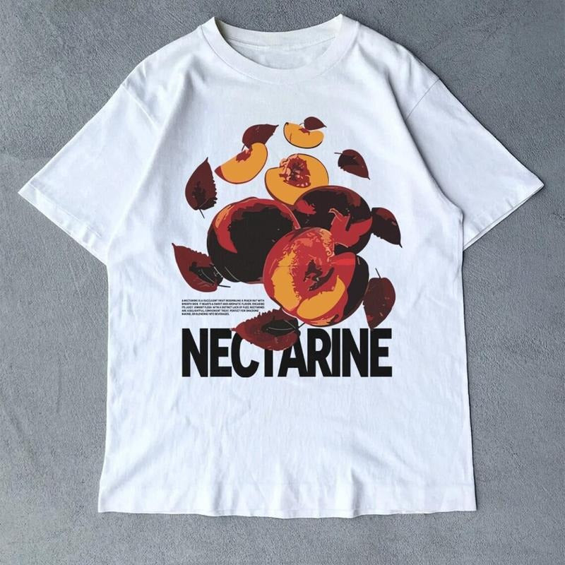 Retro Vintage Nectarine Streetwear Cotton Veggie Shirt Fruit Lover T-Shirts