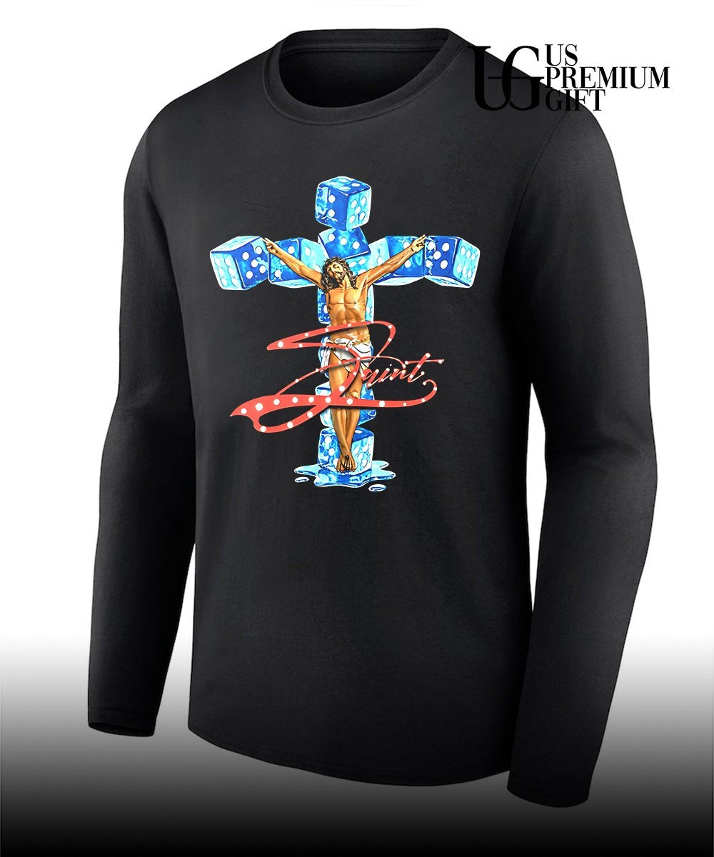 Saint Jesus Christ on a Cross Made of Ice Dice shirt
