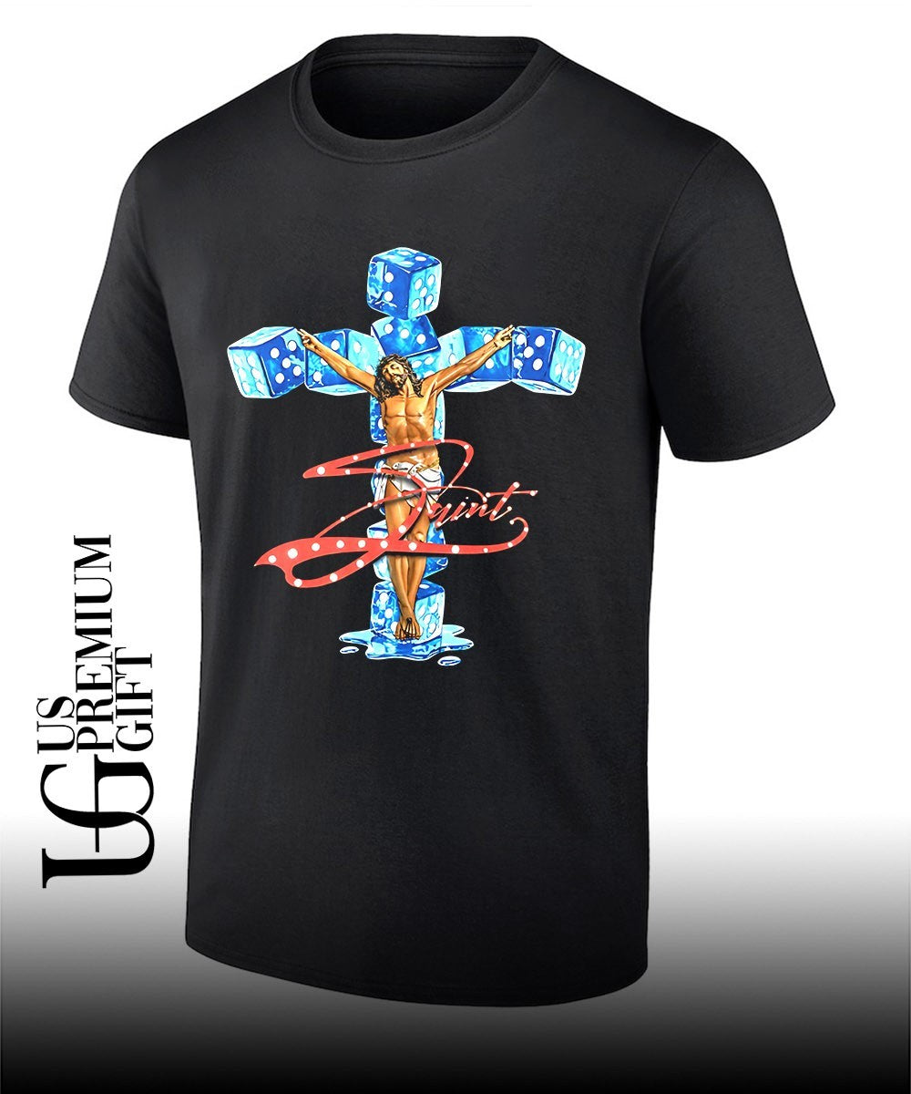Saint Jesus Christ on a Cross Made of Ice Dice shirt