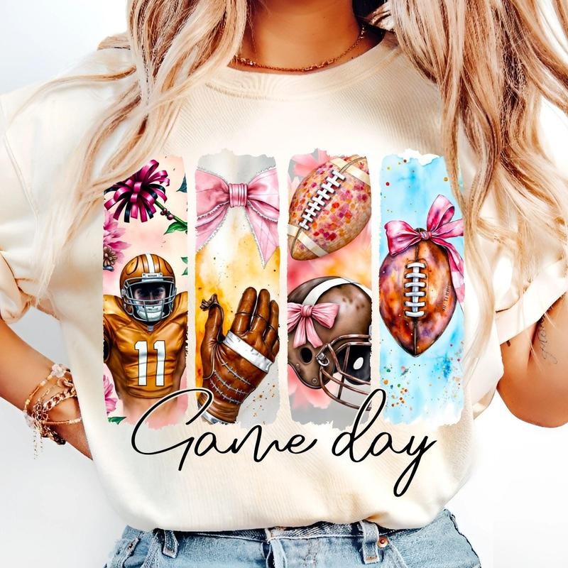 [Sale 45% Off] Game Day Football Coquette Football Bow Football Mama Shirt Mom T-Shirts