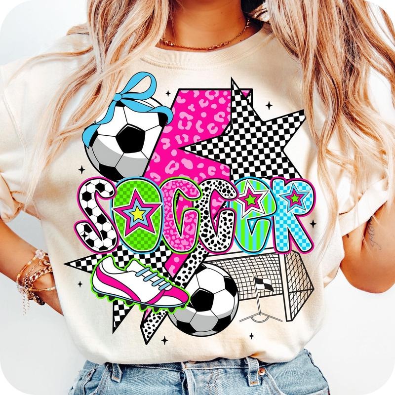 [Sale 45% Off] Preppy Soccer Soccer Coquette Shirt Soccer Mama Game Day Shirt Checkered Soccer Shirt T-Shirts