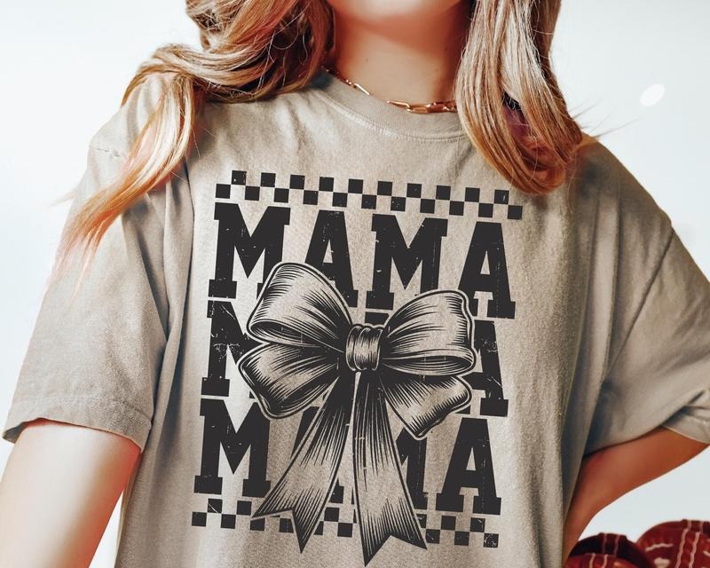 [Sale 45% Off] Retro Mama Checkered Coquette Bow Mom Mom T-Shirts