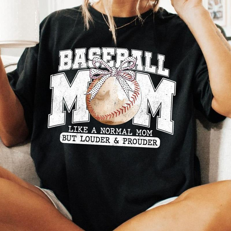 [Sale 45% Off] Baseball Mama Loud Proud Cheer Mom Varsity Game Day Retro Checked Baseball Bow Baseball T-Shirts