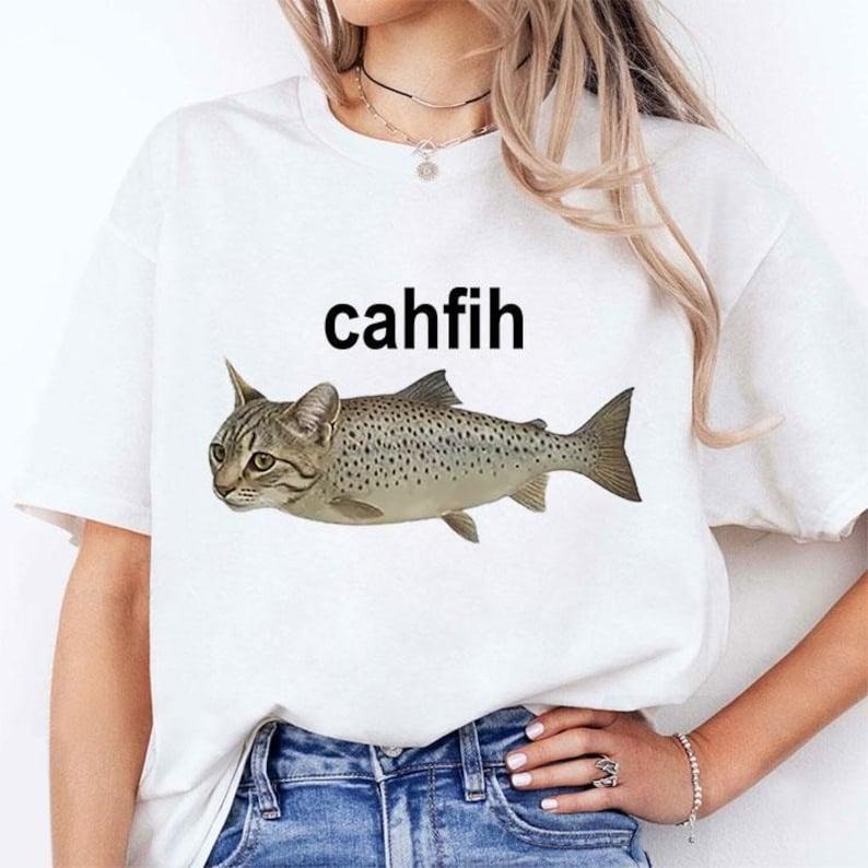 [Sale Up 30%] Cah Fih Misspelled Fish Meme Retro Meme Retro & T-Shirts