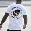 [Sale Up 50%] FUN FACT I DON'T CARE Skull Print Top Menswear Cotton Shirt Casual Streetwear T-Shirts