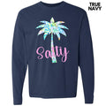 Salty Palm Tree Long Sleeve Comfort Colors 'NLB' T-Shirts
