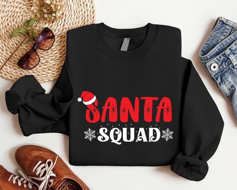Santa Squad Family Matching Xmas Group Santa Team Friend Matching T-Shirts