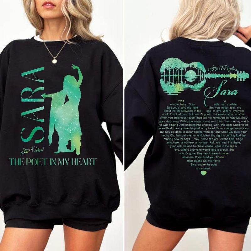 Sara Song Lyric Stevie Nicks Tour Inspired 2025 Double Sided Retro Music 90s Fans T-Shirts