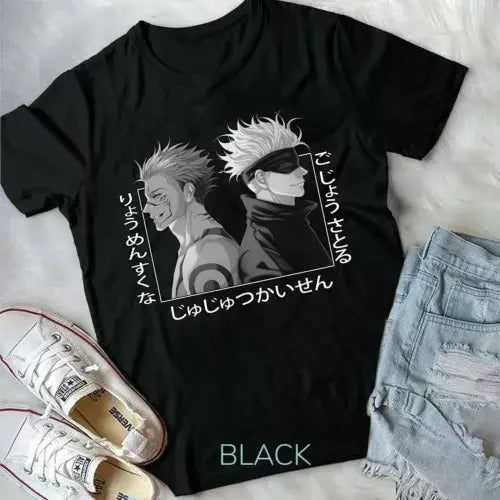 Satoru Gojo Vs Sukuna Yuji Itadori Jujutsu Kaisen Manga Anime New T-Shirts