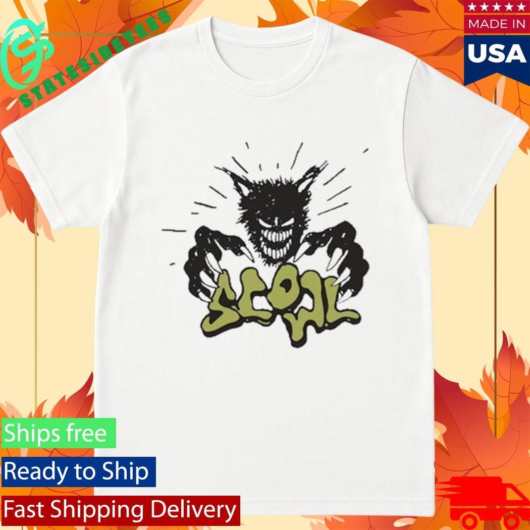 Scowl Cartoon Wolf Unisex , , , Long Sleeve Tee