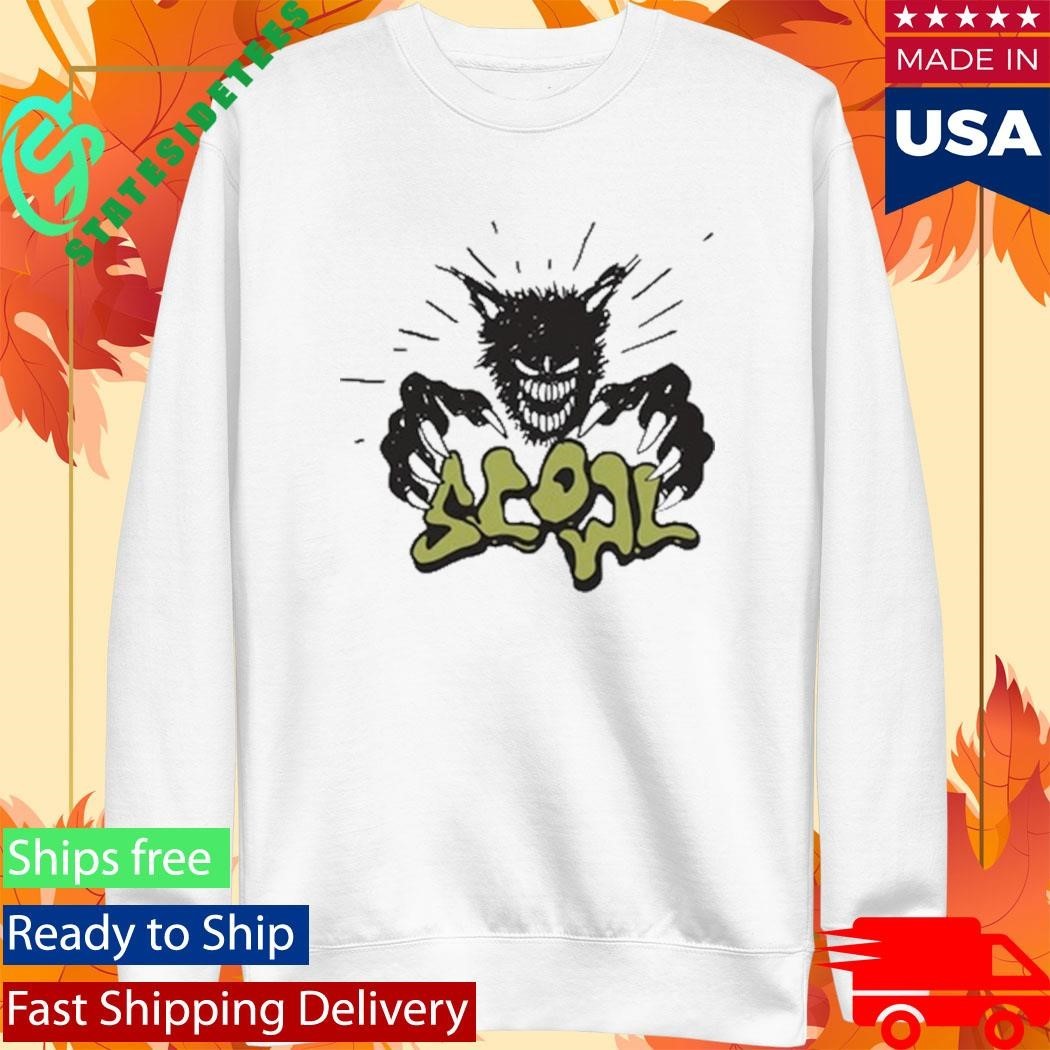Scowl Cartoon Wolf Unisex , , , Long Sleeve Tee