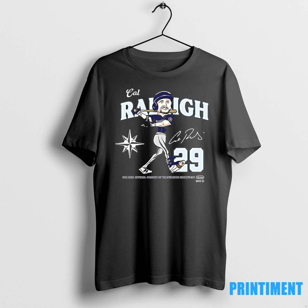Seattle Mariners Cal Raleigh Number 29 Mvp Signature Cartoon Tshirts Sweater