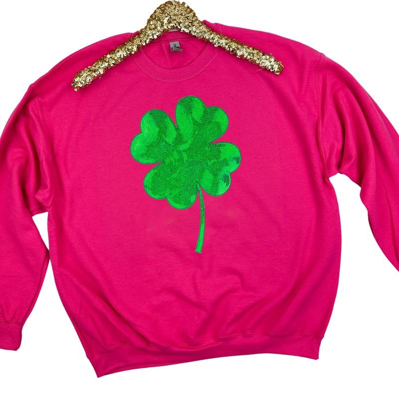 Sequin Shamrock Patch HOT PINK T-Shirts