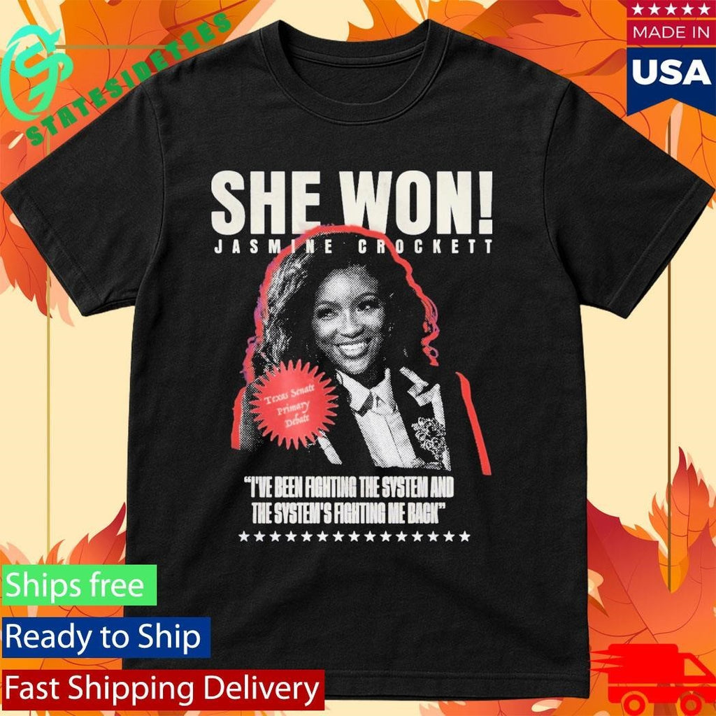 She Won Jasmine Crockett Shirt Unisex , , , Long Sleeve Tee