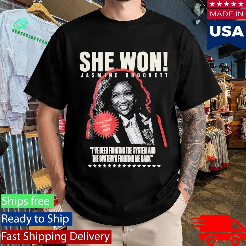 She Won Jasmine Crockett Shirt Unisex , , , Long Sleeve Tee