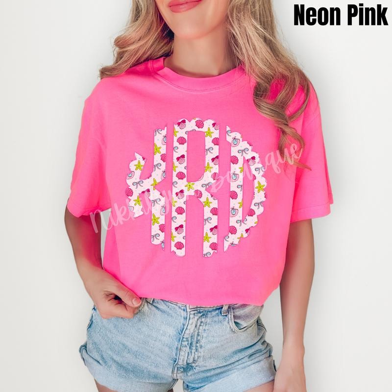 Shells & Bows Monogram Comfort Colors 'NLB' T-Shirts