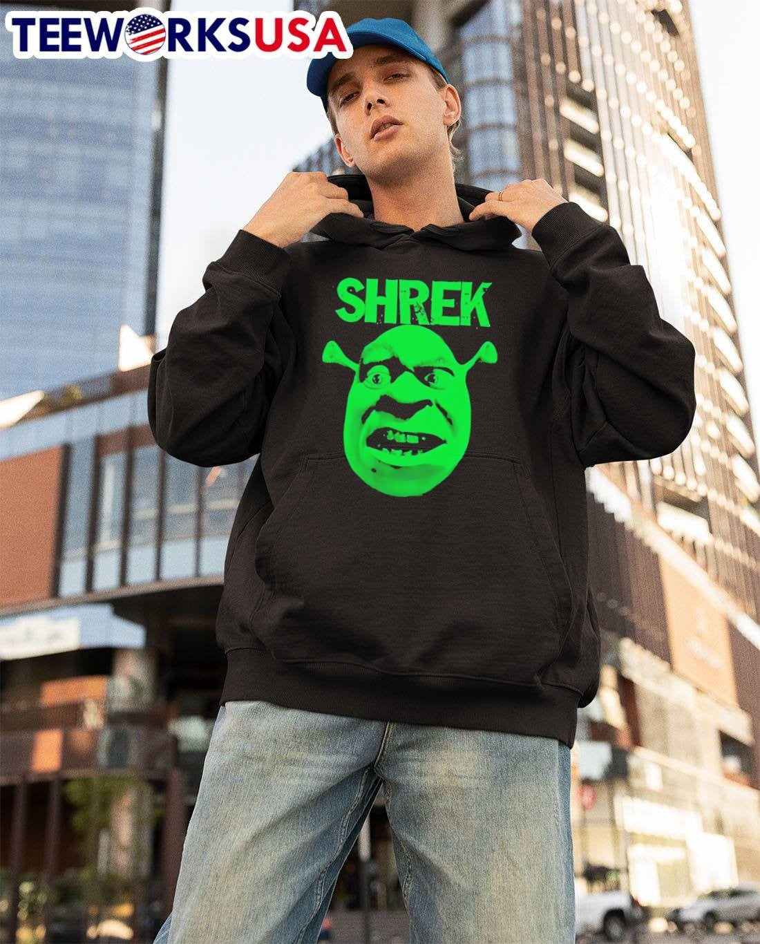 Shrek Character Face Green Neon Art T-Shirt