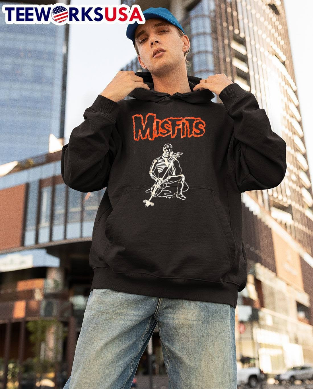 Skeleton Singing into Microphone Misfits T-Shirt