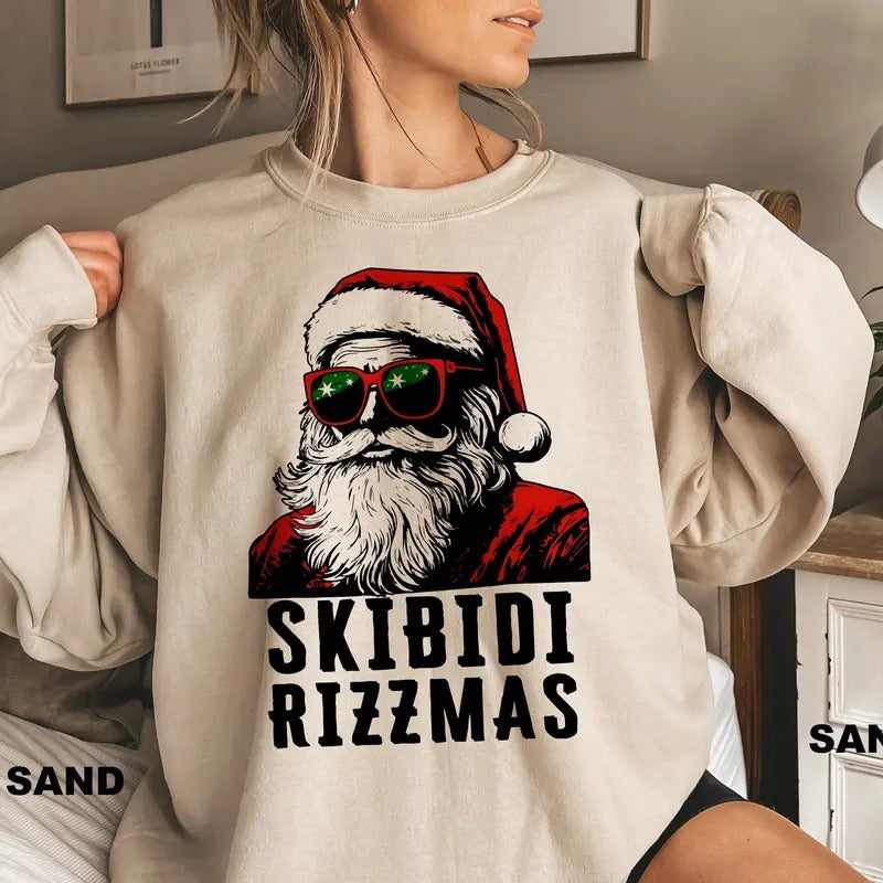 Skibidi Rizzmas Rizz Santa Claus Charisma Kid Cool Softstyle Funny Funny Teenager Xmas Rizz T-Shirts