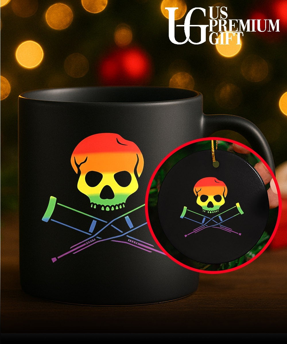 Skull with Crutches rainbow shirt