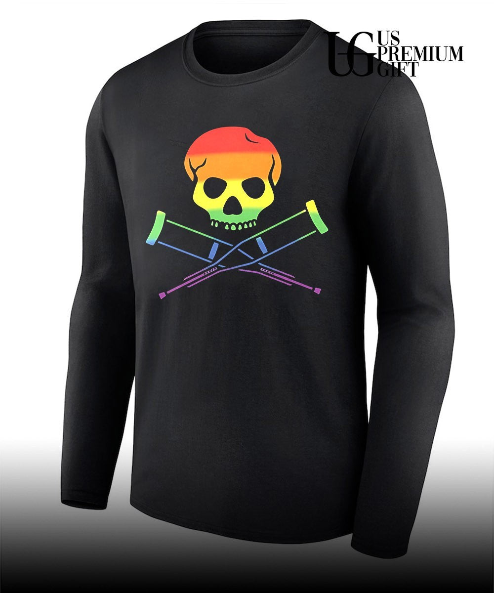 Skull with Crutches rainbow shirt