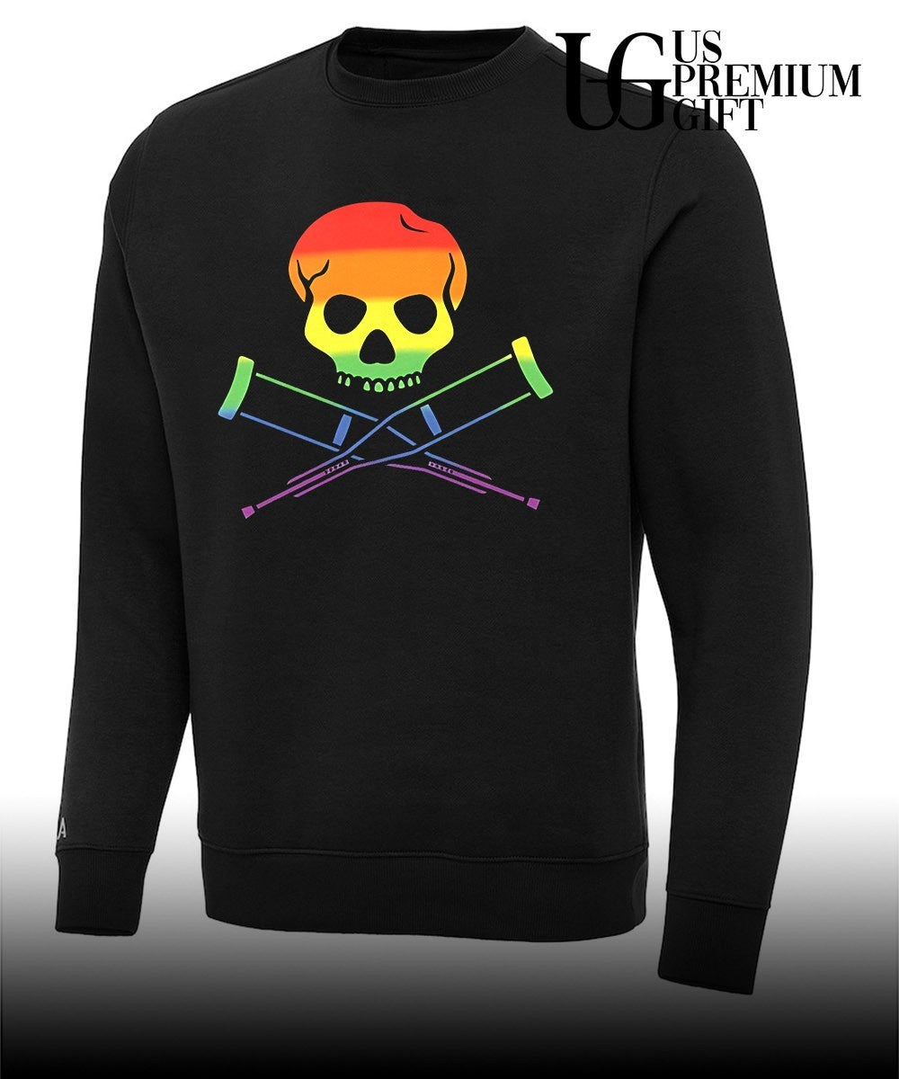 Skull with Crutches rainbow shirt