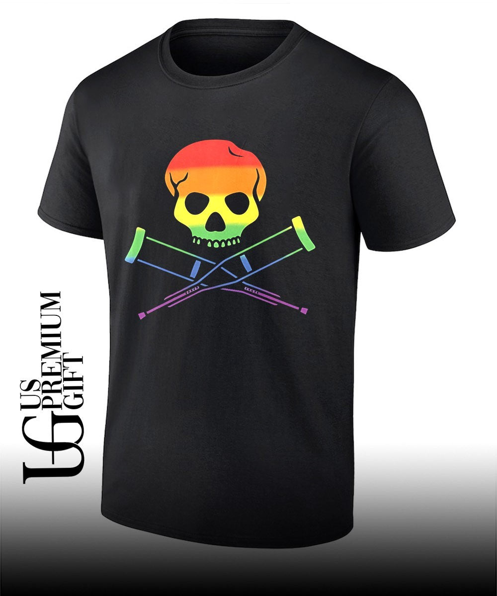 Skull with Crutches rainbow shirt