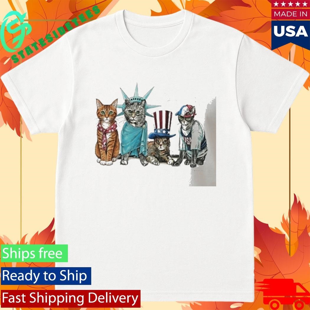 Snl Josh O’connor Patriotic Usa Cats Shirt Unisex , , , Long Sleeve Tee