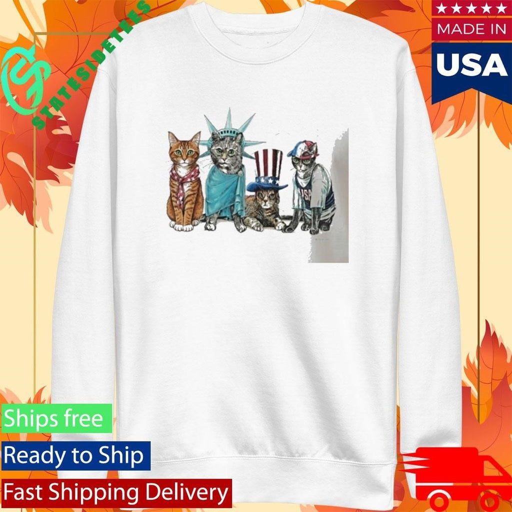 Snl Josh O’connor Patriotic Usa Cats Shirt Unisex , , , Long Sleeve Tee