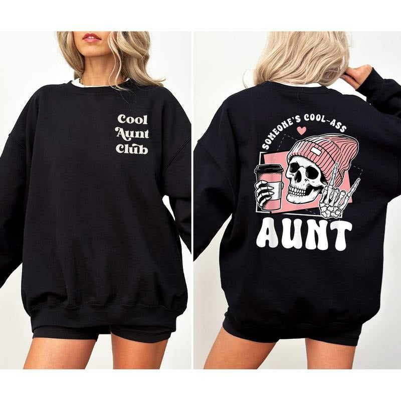 Someone'S Cool Ass Aunt Cool Aunts Club New Aunt Auntie Shirt Pregnancy Announcement Baby Shower T-Shirts
