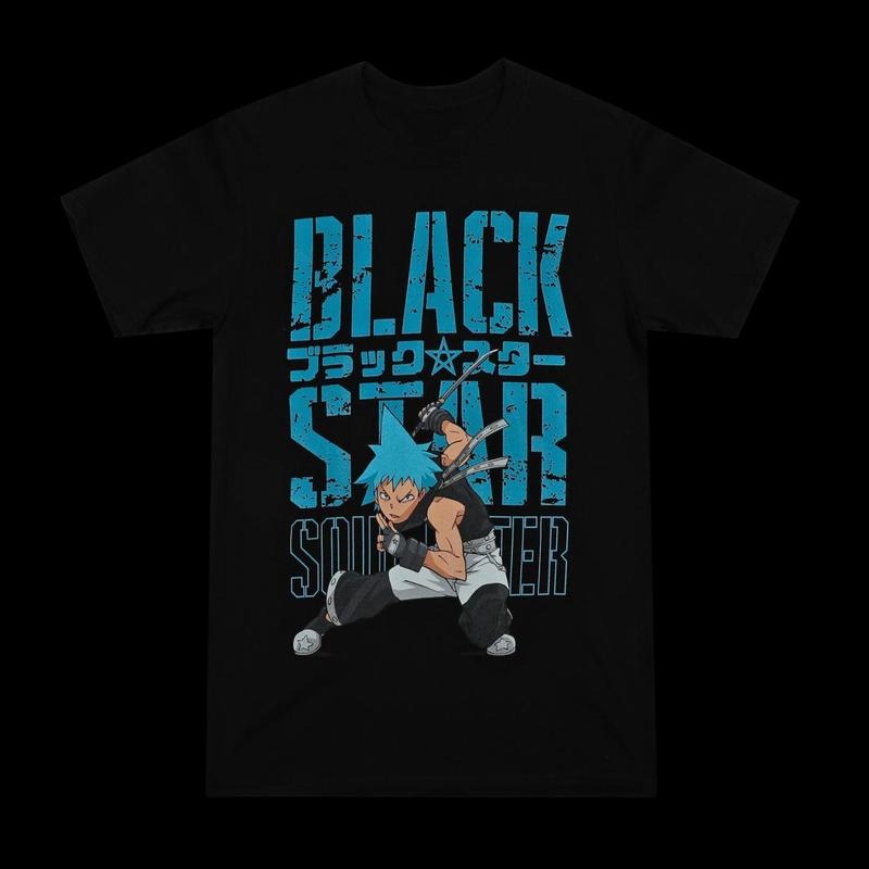 Soul Eater Black Star Black Shirt Clean Lines Minimalist Ready Go No Effort Needed T-Shirts