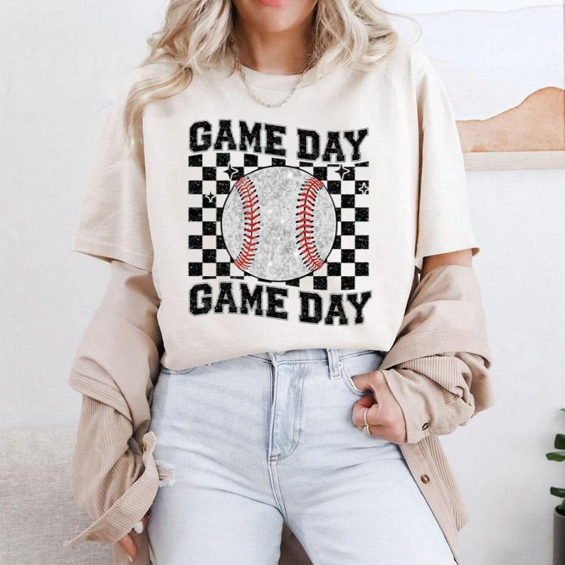 Sparkly Baseball Game Day Baseball Team Baseball Mom T-Shirts