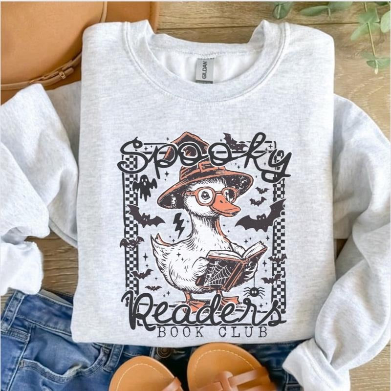 Spooky Reader Goose Ash Grey Halloween T-Shirts
