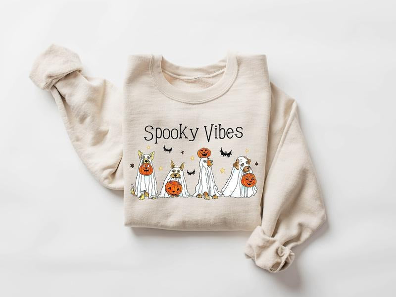 Spooky Halloween Ghost Dog Halloween Ghost Dog Halloween Shirt Spooky Season Halloween Pumpkin Ghost Halloween Shirt Cute Dog Halloween Best Halloween Dog Lovers T-Shirts