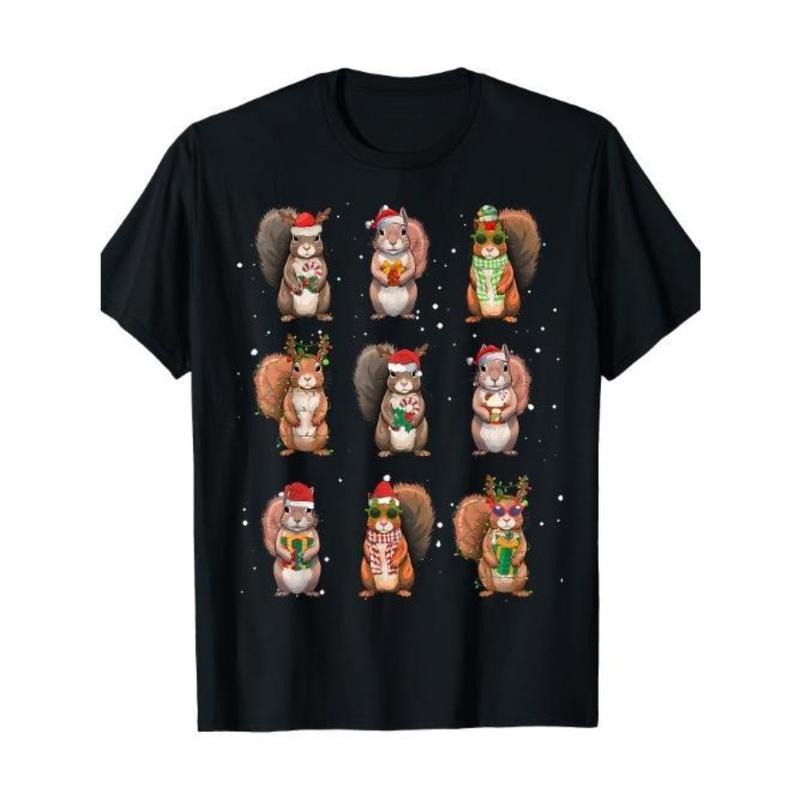 Squirrel Lights Decorated Fun Squirrel Lover Made USA T-Shirts