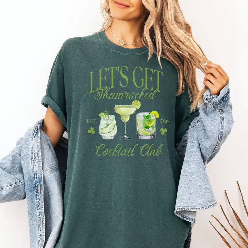 St Patricks Day Shirt Lets Get Shamrocked Shirt St Pattys Pub Crawl Shamrock St Patricks Day Drinking Shirt T-Shirts