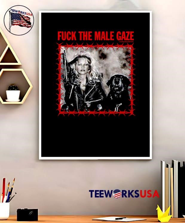 Stay Kind Company Pamela Anderson Holding Gun Fuck the Male Gaze T-Shirt